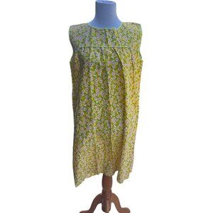 Vintage Yellow Floral Sleeveless Shift Dress With Daisy Print
